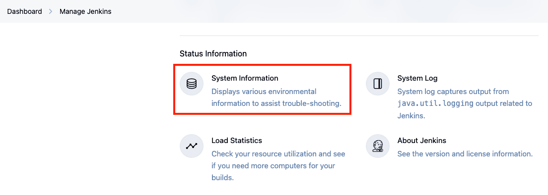 System Information page